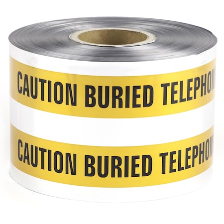 Dottie Detectable Warning Tape, Caution Buried Telephone Line Below, Orange, Foil Bonded Polyethylene DU605